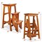 3-Step Folding Ladder Stool Bench 3-in-1 Rubber Wood Heavy Duty